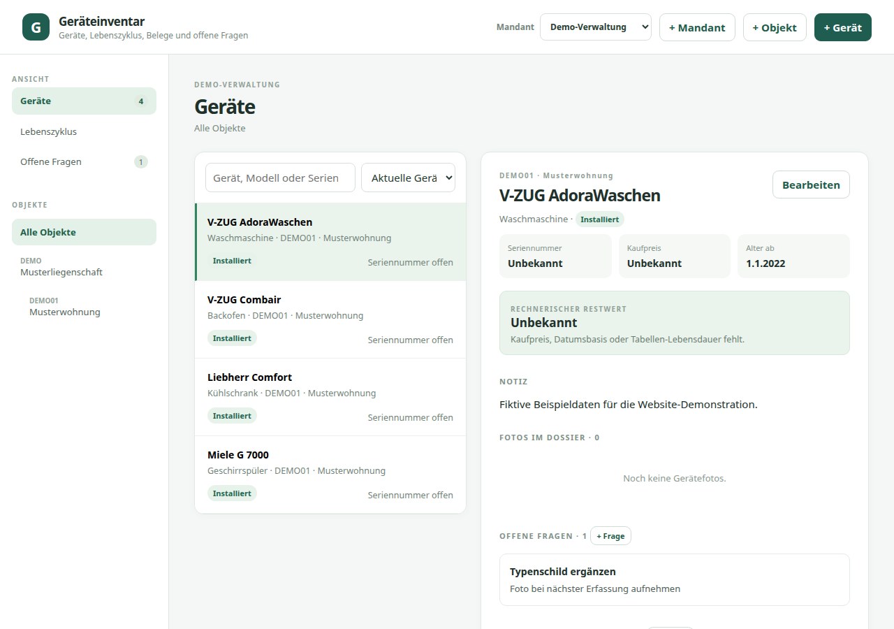 Ansicht: GAPAS Immo Geräteinventar